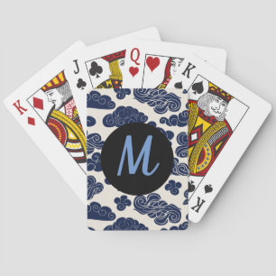 Custom Auspicious Clouds Monogram Playing Cards