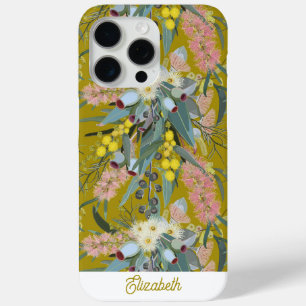 Custom Aussie Native Bush Blooms Mustard Yellow iPhone 15 Pro Max Case
