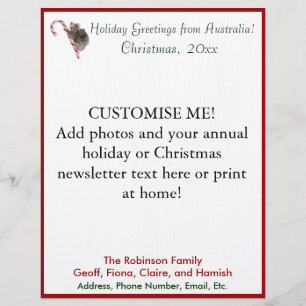 Custom Australia Christmas Newsletter Template Letterhead