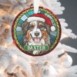 Custom Australian Shepard Round Christmas Ornament<br><div class="desc">Personalized Stained Glass Australian Shepherd Ceramic Ornament Product Description: Add a touch of festive charm to your holiday decor with this beautifully crafted ceramic ornament featuring an Australian Shepherd in a stunning stained glass-style design! This double-sided ornament showcases the beauty and personality of your beloved Aussie, making it the perfect...</div>