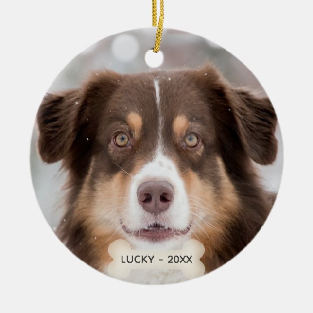 Custom Australian Shepherd Dog Photo Ceramic Ornament (Front)