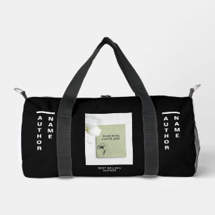 Custom Author Book Cover Black Duffel Bag Book
