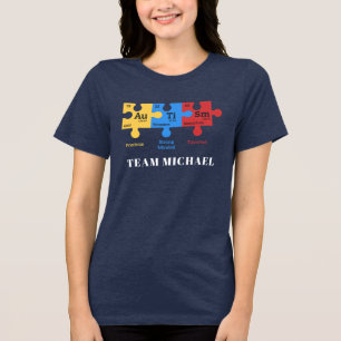 Custom Autism Awareness Matching Family Mom Tri-Blend Shirt
