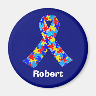 Custom Autism Awareness Ribbon Blue Personalized Magnet