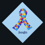 Custom Autism Awareness Ribbon Graduation Cap Topper<br><div class="desc">Custom Autism awareness ribbon graduate cap topper raise awareness for autistic friends or family on graduation day. A cool autism cap for a proud autism sister or brother that can be personalized with a name.</div>