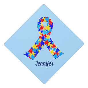 Custom Autism Awareness Ribbon Graduation Cap Topper