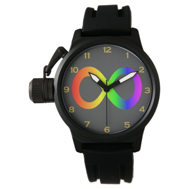 Custom Autism Infinity Rainbow Symbol ID ALERT Watch (Front)