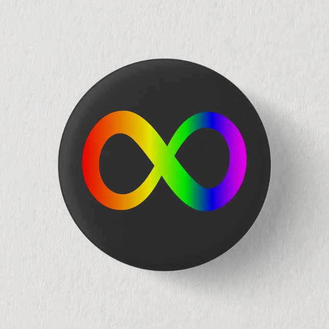 Custom Autism Infinity Rainbow Symbol ID Help LOGO 1 Inch Round Button (Front)