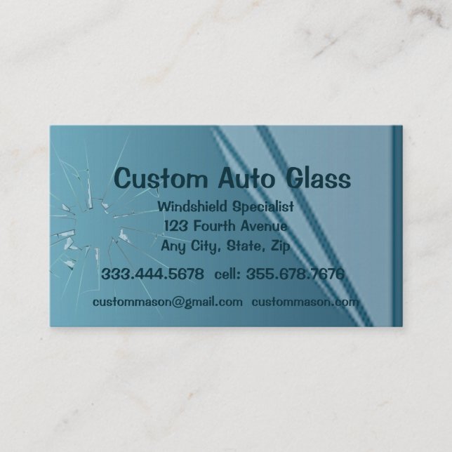 Custom Auto Glass Windshield Replacement Rock Chip Business Card (Front)