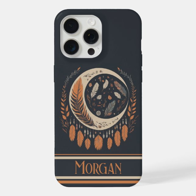 Custom Autumn Crescent Dreamcatcher iPhone Case (Back)