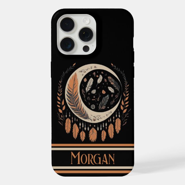 Custom Autumn Crescent Dreamcatcher iPhone Case (Back)