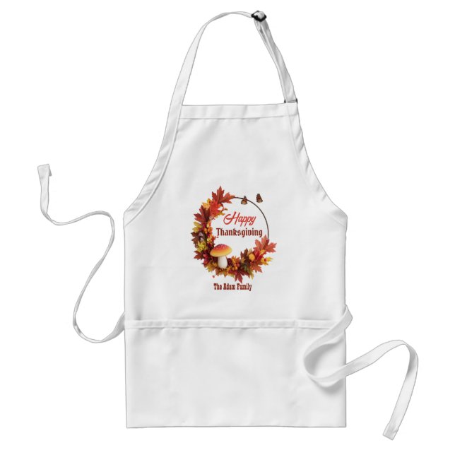 Custom Autumn Leave Happy Thanksgiving Apron (Front)
