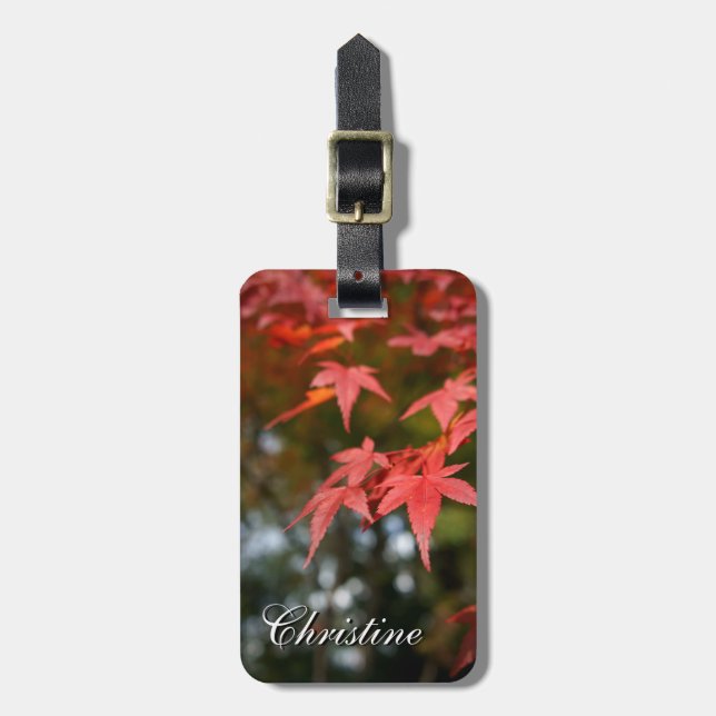 Custom Autumn Leaves Luggage Tag (Front Vertical)