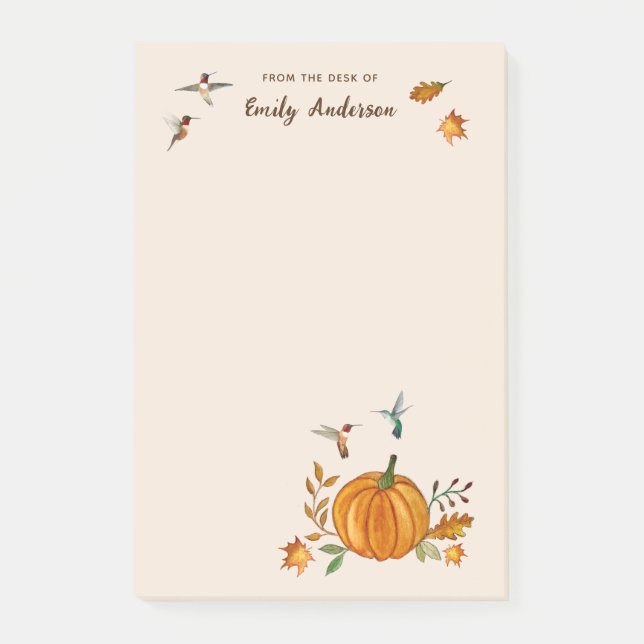 Custom Autumn Rufous Hummingbirds Notepad (Front)