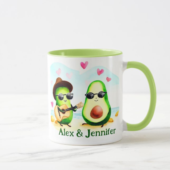 Custom Avocado Couple Names Personalized Mug (Right)