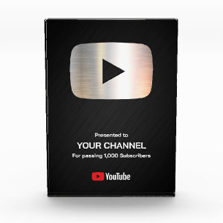 Custom award Play Button display plaque