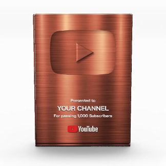 Custom award Play Button display plaque