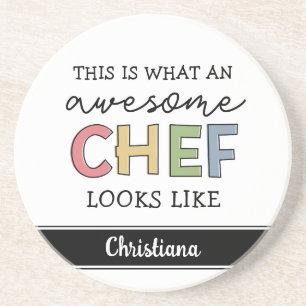 Custom Awesome Chef Gifts   Best Chef Ever Funny Coaster
