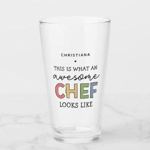 Custom Awesome Chef Gifts   Best Chef Ever Funny Glass