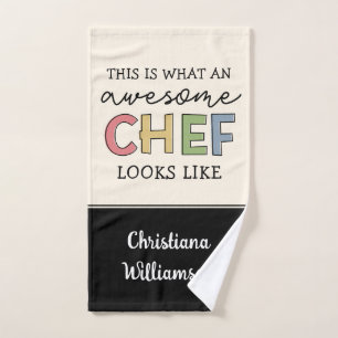 Custom Awesome Chef Gifts   Best Chef Ever Funny Hand Towel