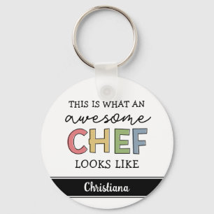 Custom Awesome Chef Gifts   Best Chef Ever Funny  Keychain