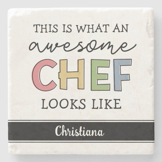 Custom Awesome Chef Gifts | Best Chef Ever Funny Stone Coaster (Front)