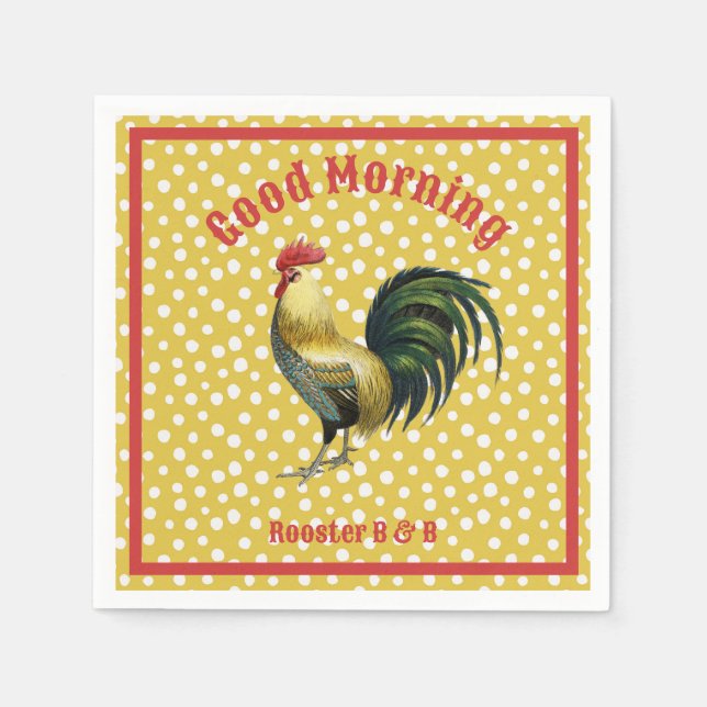 Custom B & B Country Rooster Farmhouse  Napkin (Front)