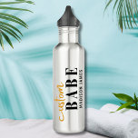Custom Babe Funny Saying Personalized Name<br><div class="desc">Custom Babe Funny Saying Personalized Name Water Bottle features a simple design with the text "custom babe" in modern black and gold calligraphy script typography and personalized with your name. Perfect for a fun gift for mom, best friends, girlfriend, for birthday, Christmas, holidays, Mother's Day and more. Designed by Evco...</div>