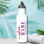 Custom Babe Funny Saying Personalized Name<br><div class="desc">Custom Babe Funny Saying Personalized Name Water Bottle features a simple design with the text "custom babe" in modern red and purple calligraphy script typography and personalized with your name. Perfect for a fun gift for mom, best friends, girlfriend, for birthday, Christmas, holidays, Mother's Day and more. Designed by Evco...</div>