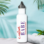 Custom Babe Funny Saying Personalized Name 710 Ml Water Bottle<br><div class="desc">Custom Babe Funny Saying Personalized Name Water Bottle features a simple design with the text "custom babe" in modern red and purple calligraphy script typography and personalized with your name. Perfect for a fun gift for mom, best friends, girlfriend, for birthday, Christmas, holidays, Mother's Day and more. Designed by Evco...</div>