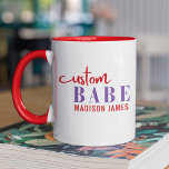 Custom Babe Funny Saying Personalized Name Mug<br><div class="desc">Custom Babe Funny Saying Personalized Name features a simple design with the text "custom babe" in modern red and purple calligraphy script typography and personalized with your name. Perfect for a fun gift for mom, best friends, girlfriend, for birthday, Christmas, holidays, Mother's Day and more. Designed by Evco Studio www.zazzle.com/store/evcostudio...</div>