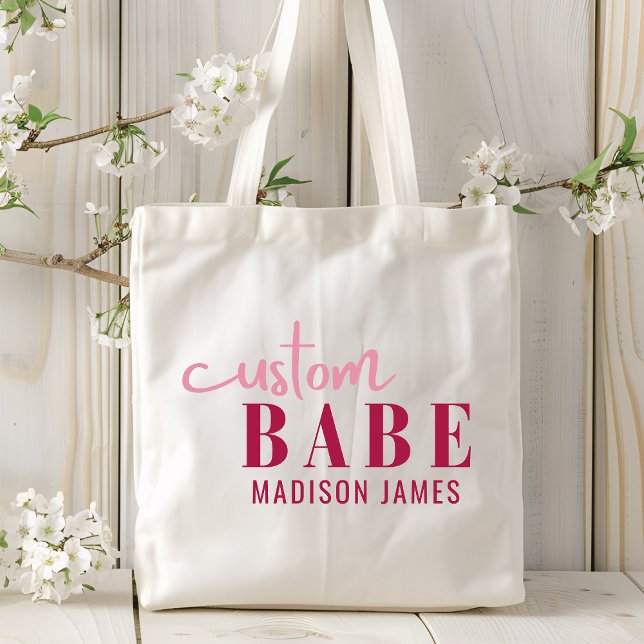 Custom Babe Funny Saying Personalized Name Tote Bag (Creator Uploaded)