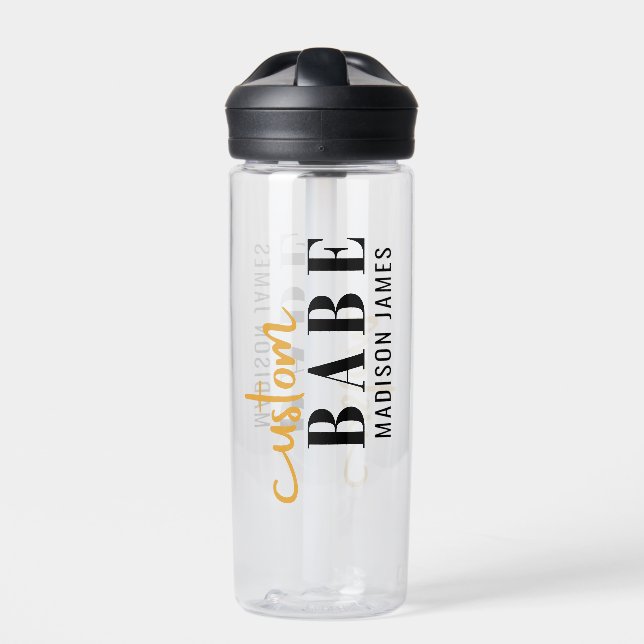 Custom Babe Funny Saying Personalized Name Water Bottle (Front)