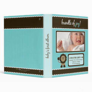Custom Baby Album: Aqua Lion Bundle of Joy Binder