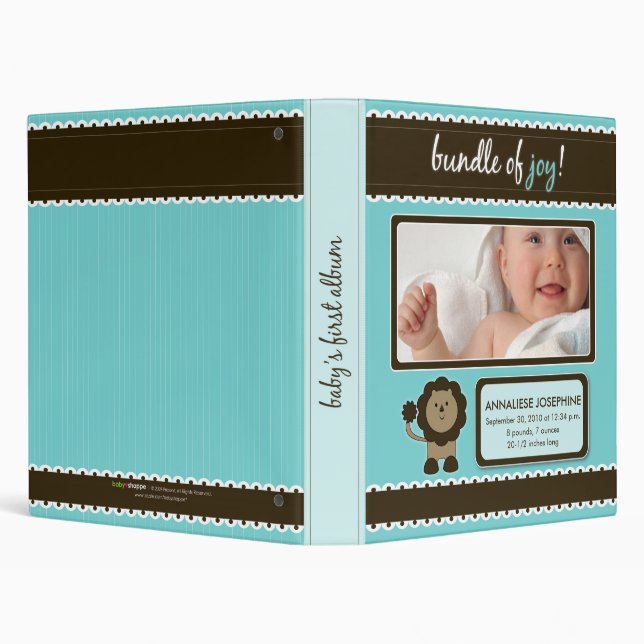 Custom Baby Album: Aqua Lion Bundle of Joy Binder (Background)