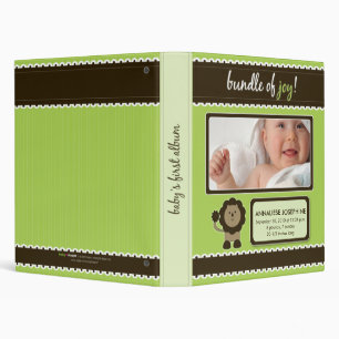 Custom Baby Album: Lime Green Lion Bundle of Joy Binder