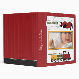 Custom Baby Album: Red Planes and Trains Binder