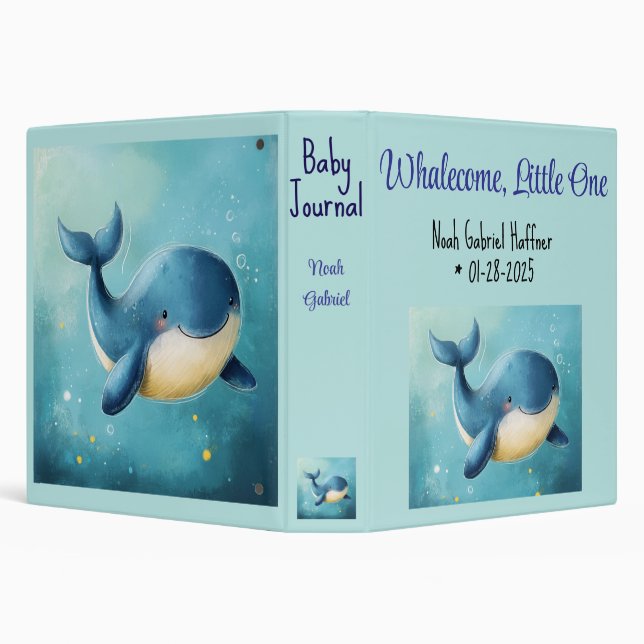 Custom Baby Album, Scrapbooking Binder, Whale,  Binder (Background)