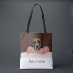 Custom Baby And Dog Photo Double Sided Tote<br><div class="desc">Design your own 2 sided photo tote with your custom photo featuring full bleed image template. Easily upload your own photos with your own character and loved subjects. Add a photo to the front and the back. They may be the same or different.</div>