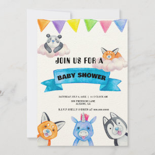 Custom Baby Animals Theme Baby Shower Invitation