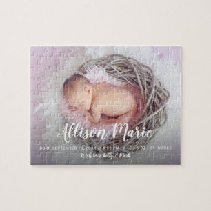 Custom Baby Announcement Newborn Keepsake Gift Jigsaw Puzzle