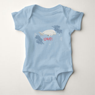 Custom Baby Beluga First Birthday Bodysuit