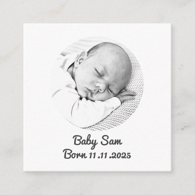 Custom Baby Birth unisex white Announcement Card (Front)