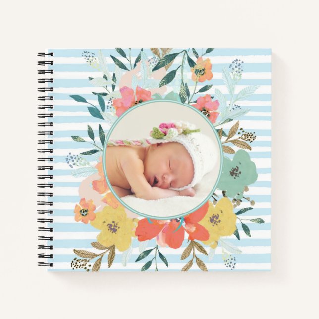 Custom Baby Book with Watercolor Floral (Front)
