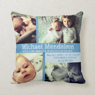 Custom Baby boy blue stat cushion