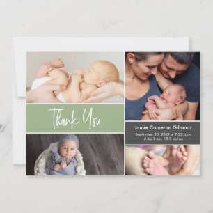 Custom Baby Boy Green birth Baby shower Announcement