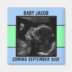 Custom Baby Boy Ultrasound Photo Magnet
