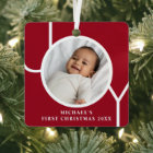 Custom Baby Boy's First Christmas Photo Red