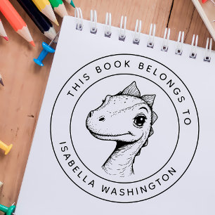 Custom Baby Dino This Book Belongs To Kid's Name Self-inking Stamp