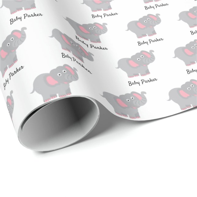 Custom Baby Elephant Baby Shower Wrapping Paper (Roll Corner)